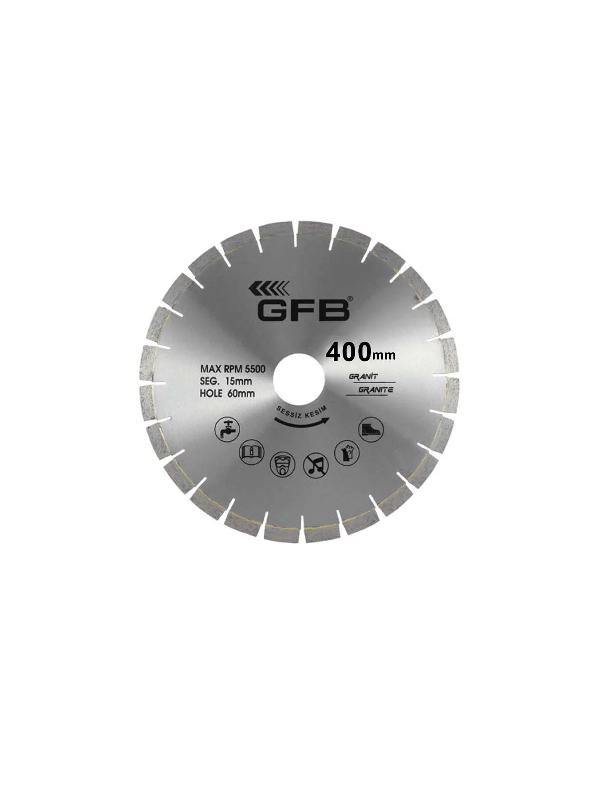 450x60-40x4.2x15mm Granit Kesme Testere Lazer Kaynaklı (Sessiz Kesim) GFB2378