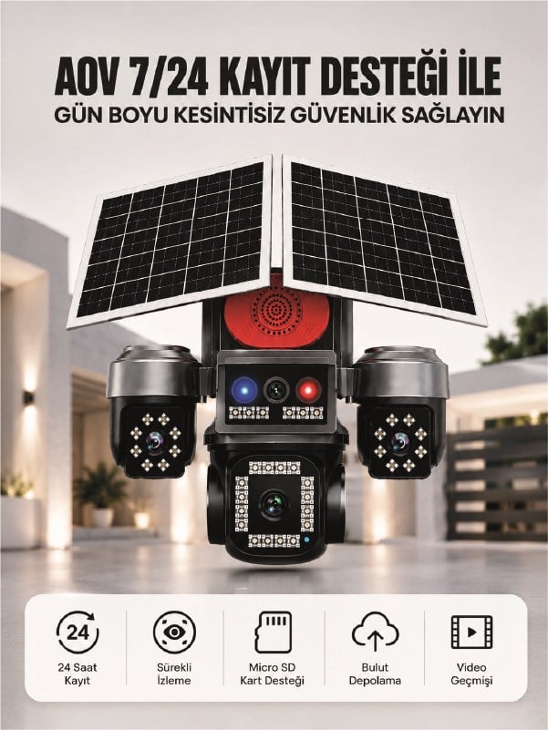 4G SIM Kartlı Uzaktan İzlemeli Akıllı Güvenlik Kamerası Çift Yönlü Ses