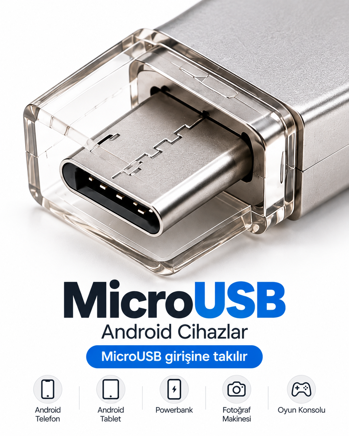 4in1 128GB Flash Bellek USB Type-C Lightning MicroUSB Çoklu Girişli Taşınabilir USB Bellek