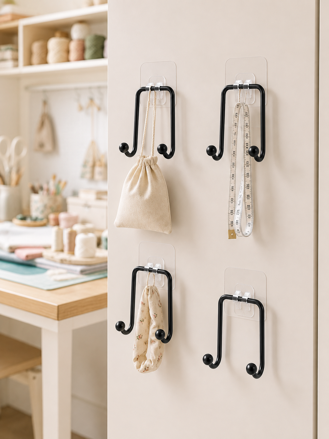 4'lü Duvar Tipi Yapışkanlı Askı Pratik Ev ve Banyo Askılık Seti