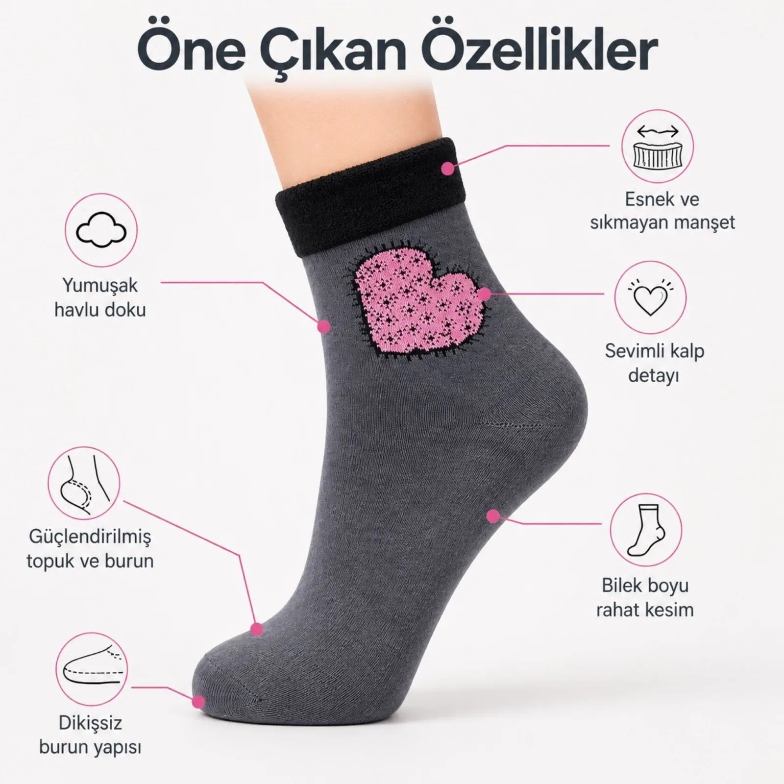 4’lü Kadın Kışlık Havlu Çorap Sıcak Tutan Yumuşak Karışık Desenli Günlük Çorap Seti