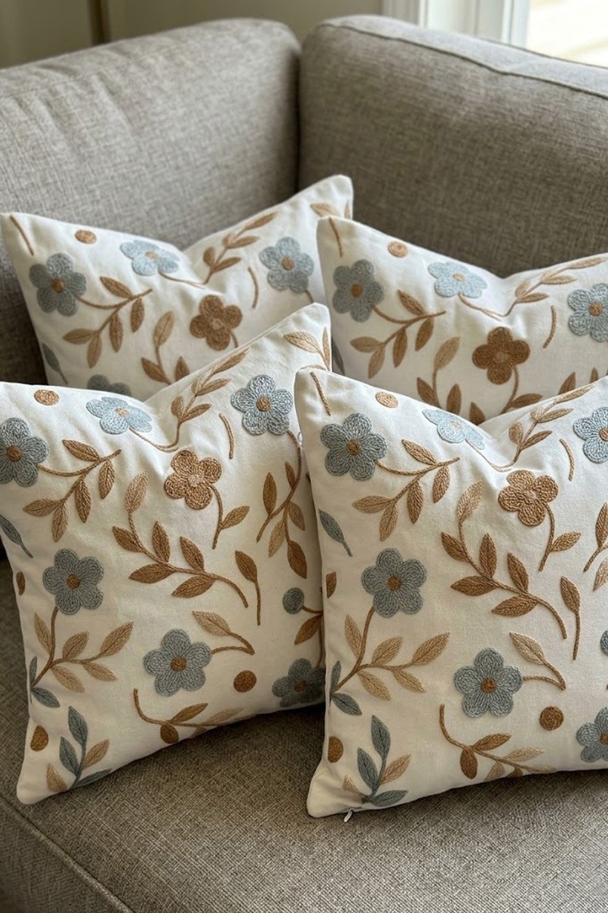 4lü Kırlent Kılıfı, Dijital Baskılı Çift Taraflı Kırlent Kılıfı 45x45cm