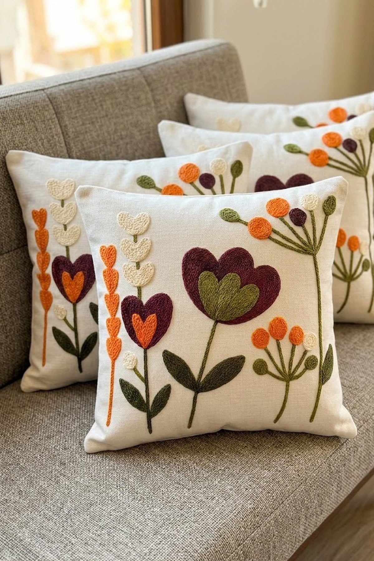 4lü Kırlent Kılıfı, Dijital Baskılı Çift Taraflı Kırlent Kılıfı 45x45cm