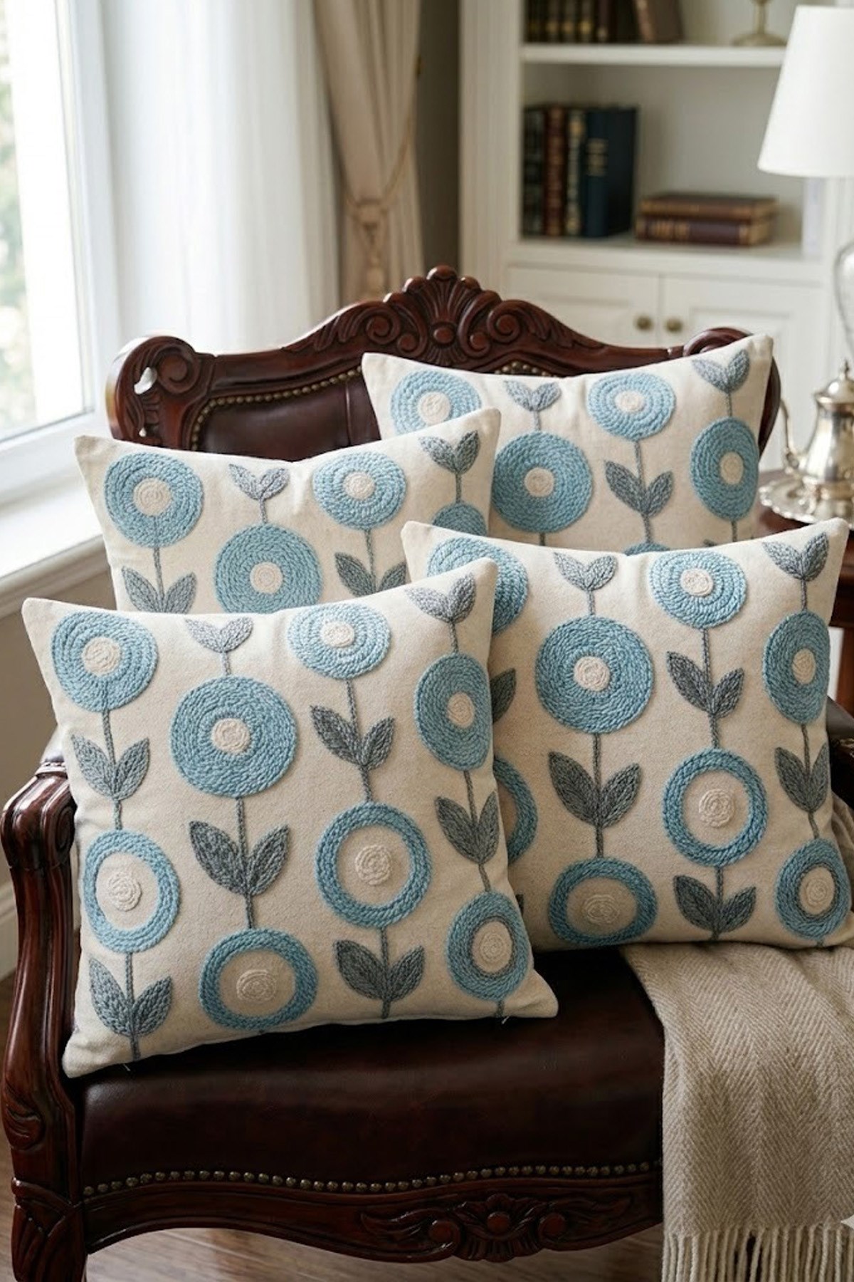 4lü Kırlent Kılıfı, Dijital Baskılı Çift Taraflı Kırlent Kılıfı 45x45cm