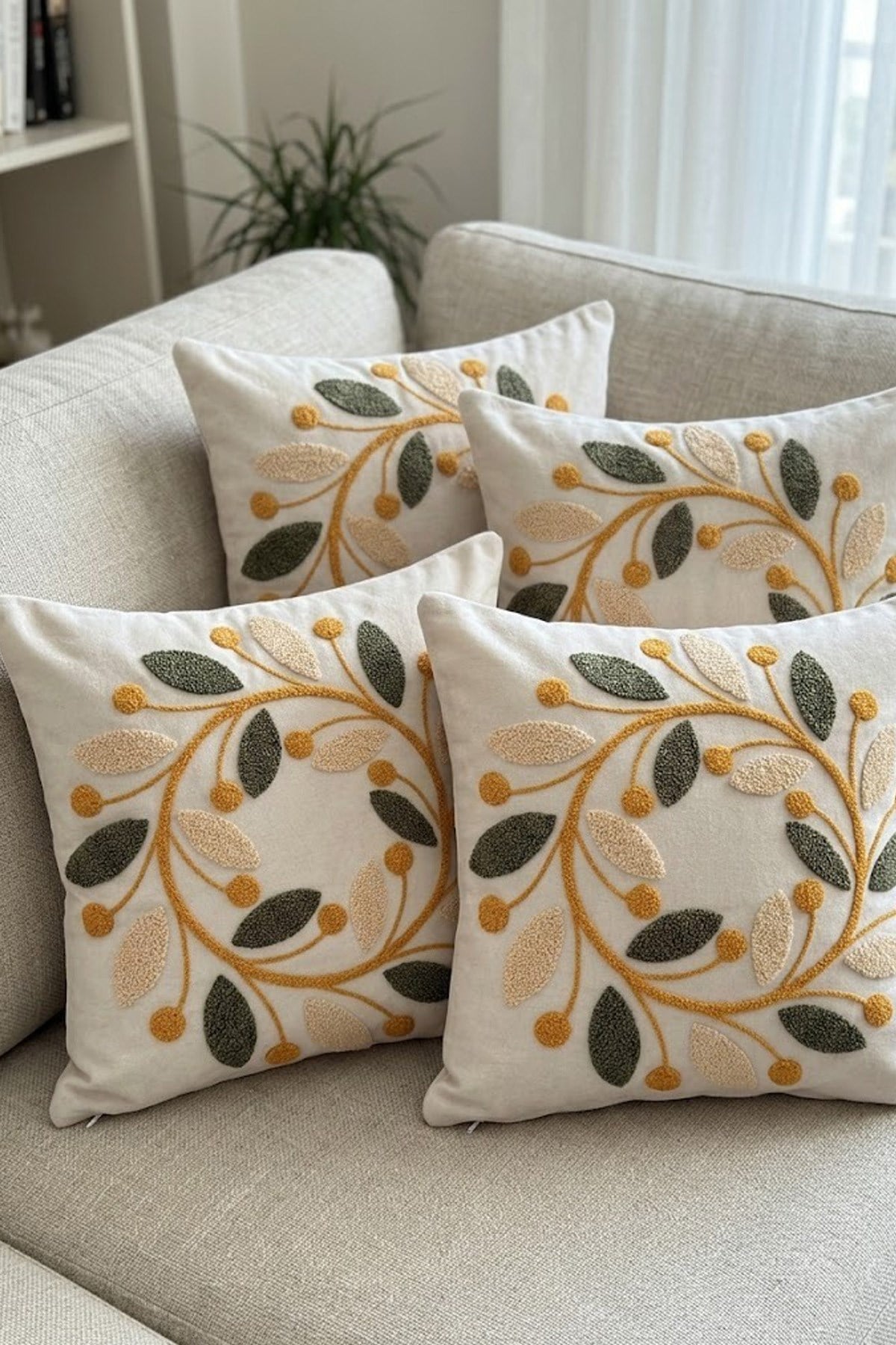 4lü Kırlent Kılıfı, Dijital Baskılı Çift Taraflı Kırlent Kılıfı 45x45cm