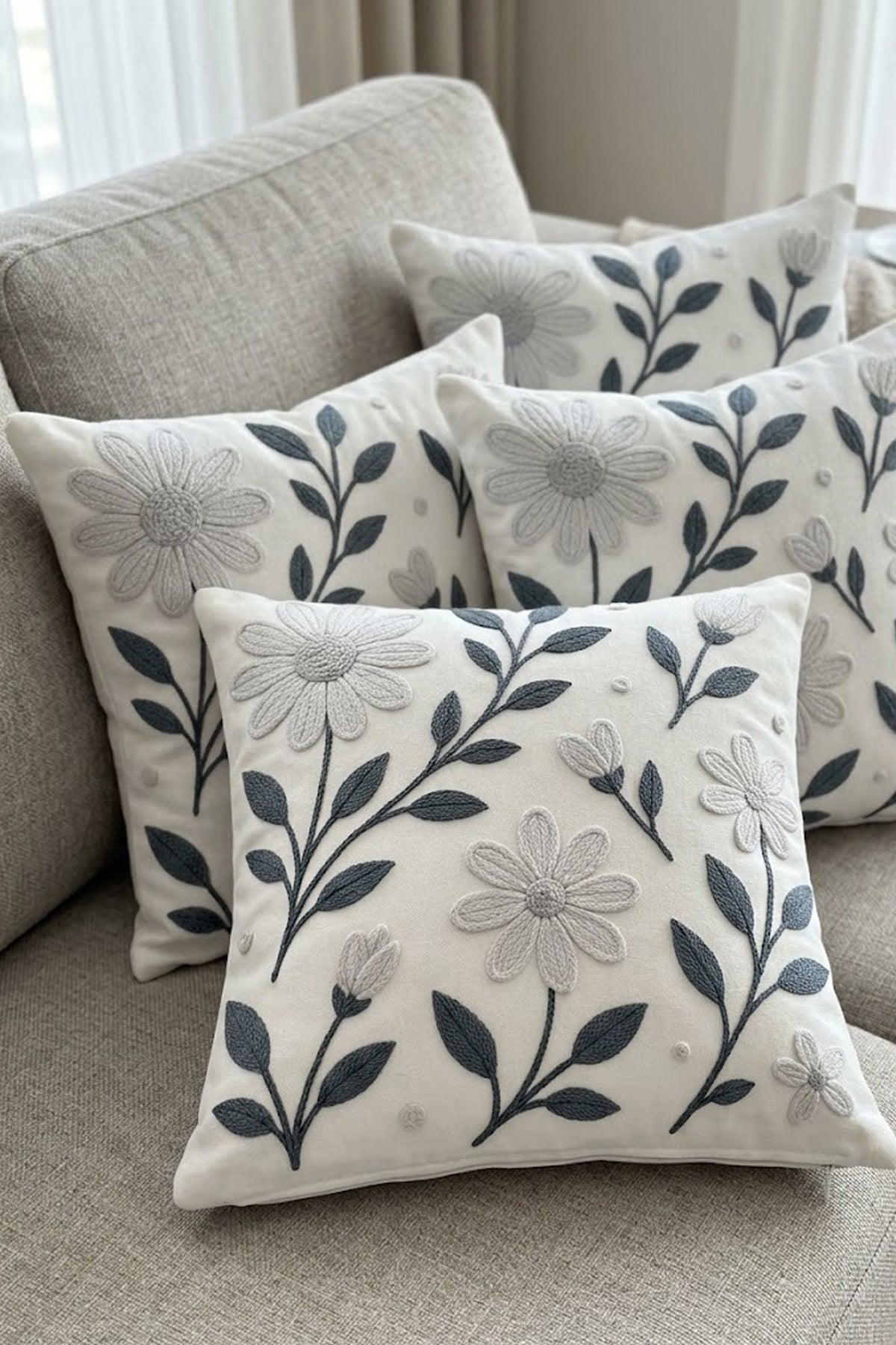 4lü Kırlent Kılıfı, Dijital Baskılı Çift Taraflı Kırlent Kılıfı 45x45cm