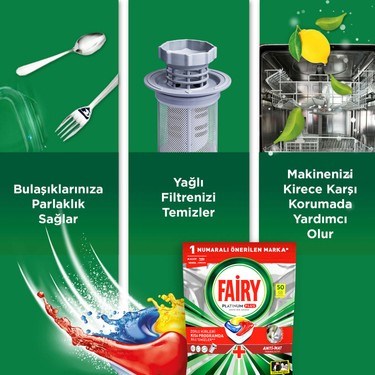 50 Yıkama Limon Aromalı Bulaşık Makinesi Deterjan Kapsülü