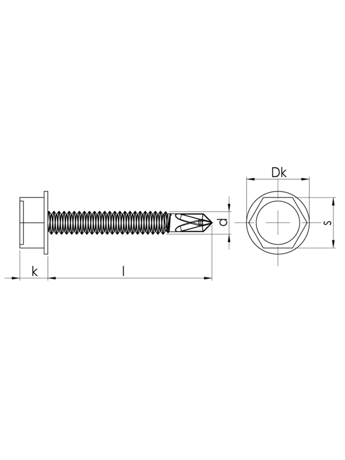 6.3x38 mm Çatı Trapez Vidası DIN 7504-K