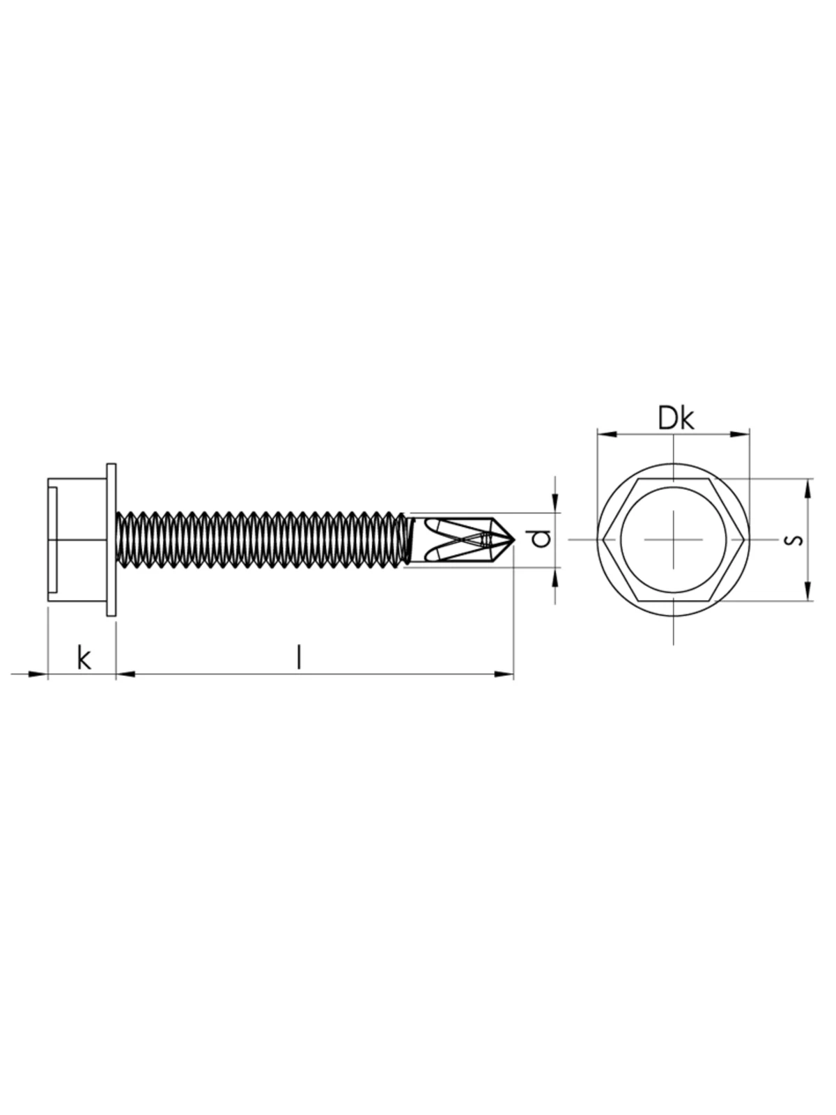 6.3x38 mm Çatı Trapez Vidası DIN 7504-K