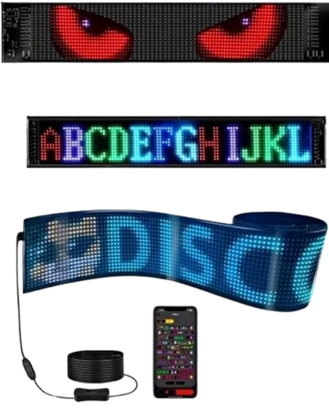60 cm LED Matrix Panel 16x96 Piksel Bluetooth Kontrollü RGB Kayan Yazı Ekranı