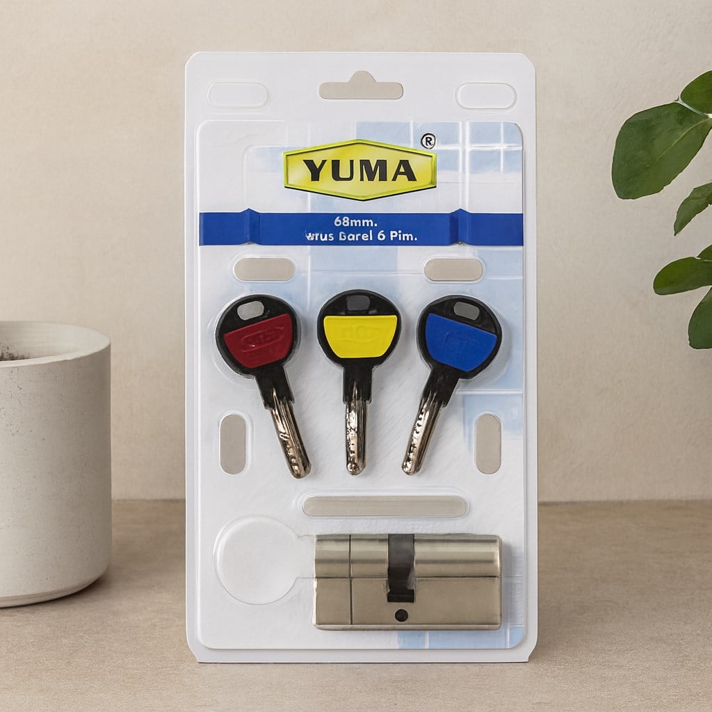 68mm 6 Pim Bilyalı Silindir Göbeği (Nikel Saten, 3 Anahtar)