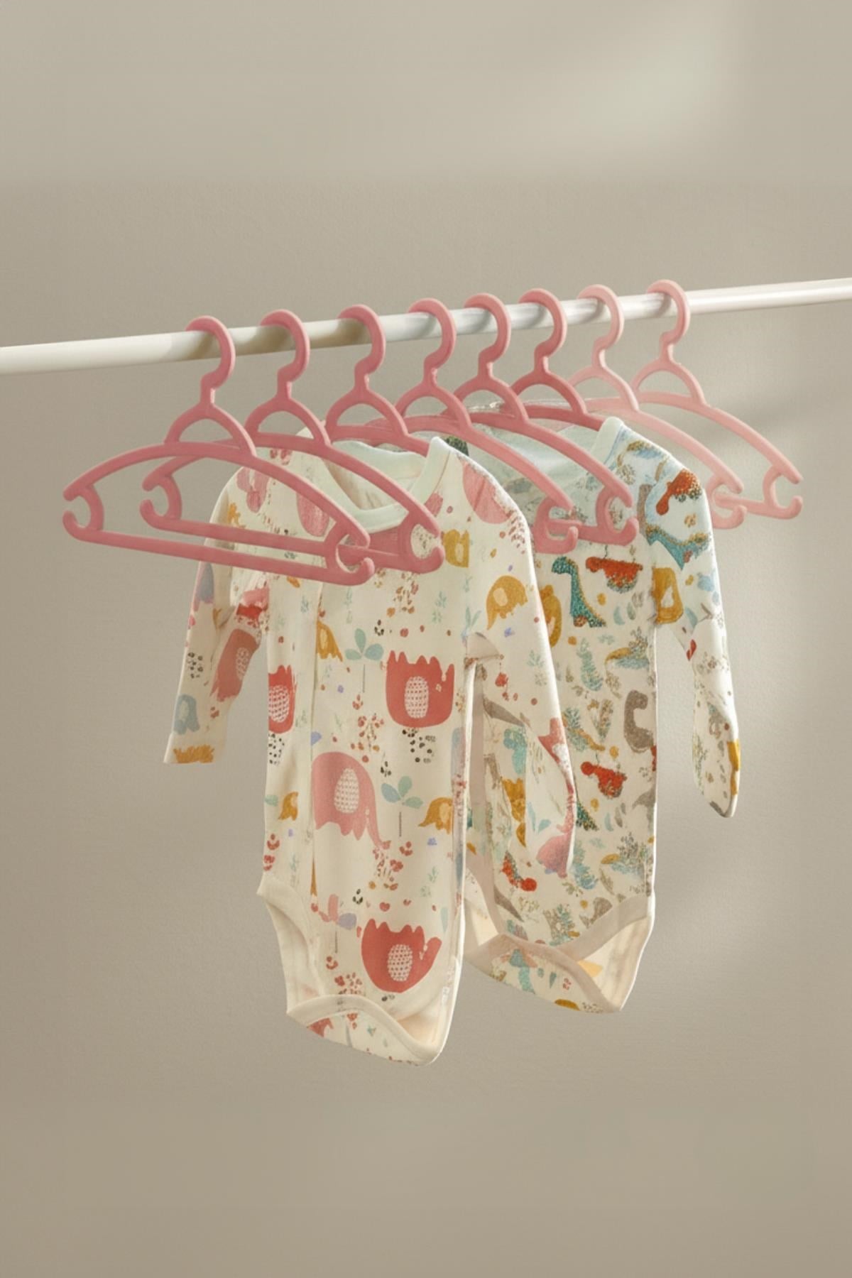 6’lı Bebek Askısı & Bebek Gardırop Askısı Pembe Set