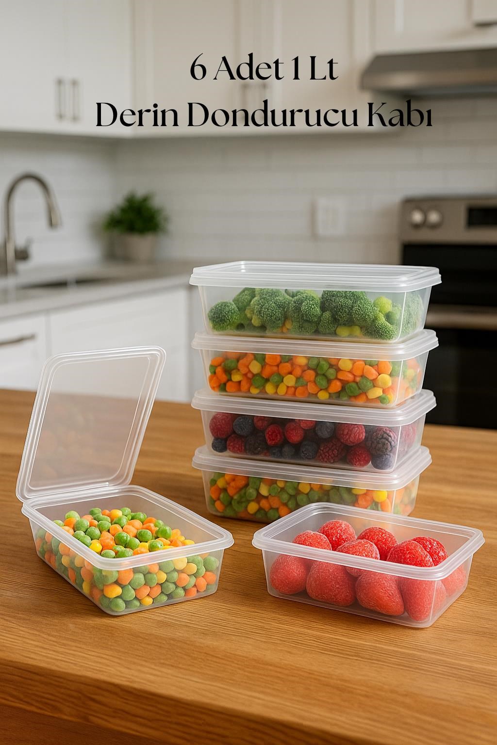 6?lı Derin Dondurucu Saklama Kabı & Organizeri 1 lt 12,5x19,5x5,5 cm