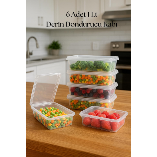 6’lı Derin Dondurucu Saklama Kabı & Organizeri 1 lt 12,5x19,5x5,5 cm