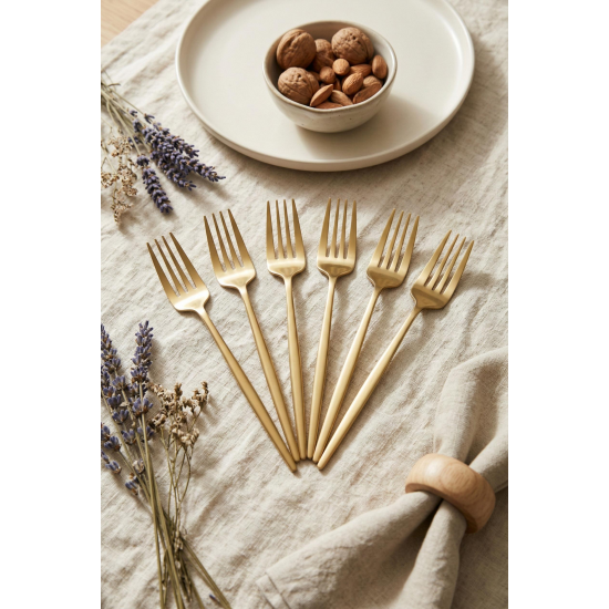 6'lı Lüks Gold Paslanmaz Çelik Yemek Çatalı Seti (21 cm)