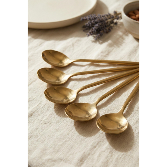 6'lı Lüks Gold Paslanmaz Çelik Yemek Kaşığı Seti (21 cm)