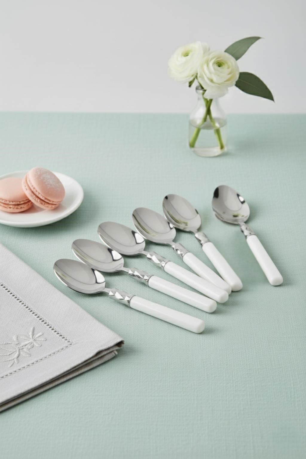 6?lı Paslanmaz Çelik Soft Beyaz Yemek Kaşığı Seti