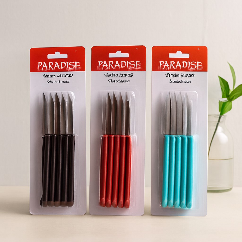 6lı Renkli Plastik Saplı Meyve Bıçağı
