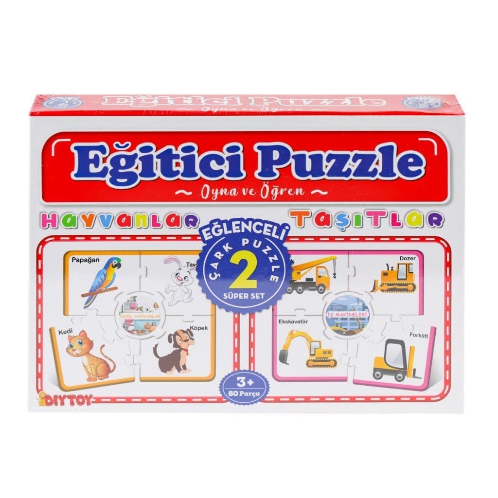7196 Çark Puzzle Hayvanlar Taşıtlar 60 Parça