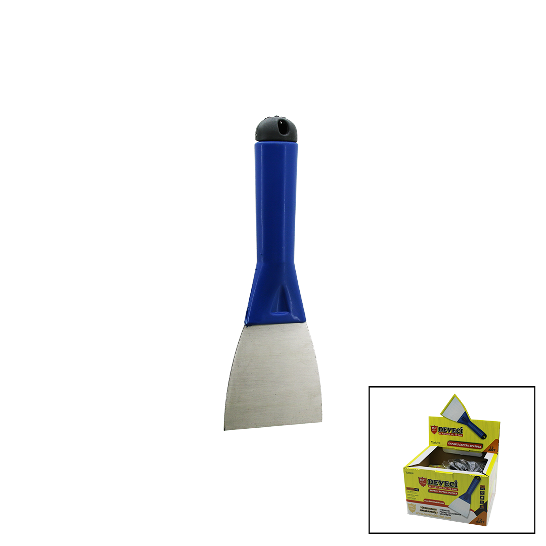 80 mm Metal Kazıma Spatulası (Plastik Saplı, Kapaklı)