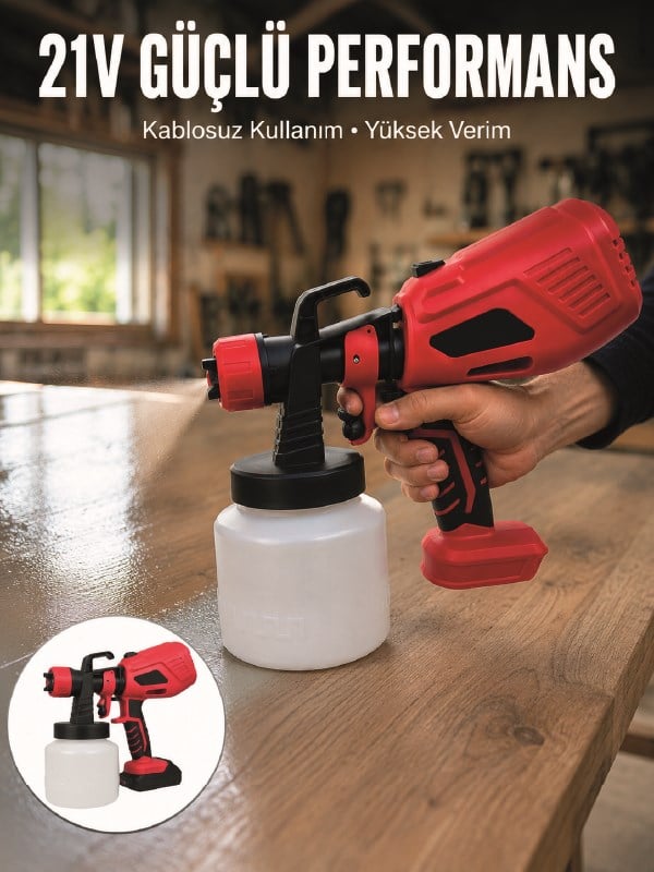 800 ml Geniş Hazne ile Kesintisiz Boya Uygulaması