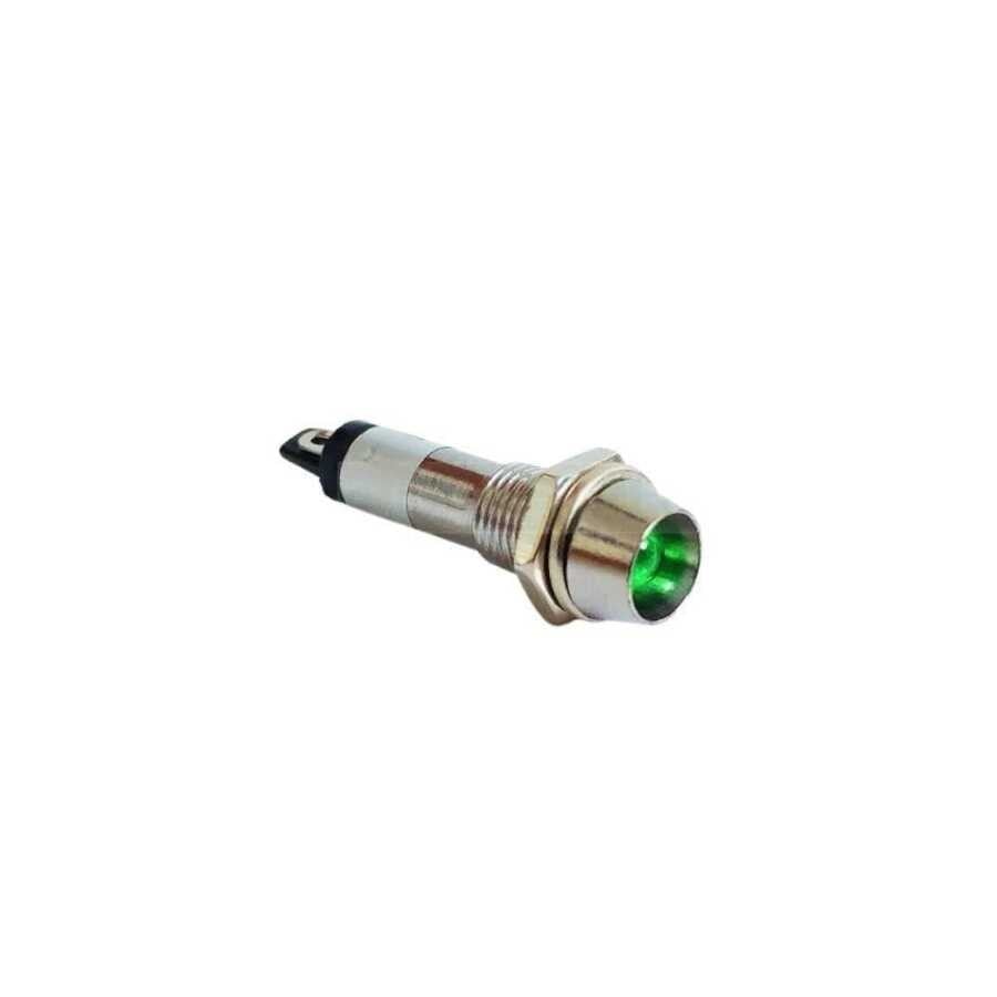 8L-P1-N220VR 8mm 220V Metal Sinyal - Yeşil