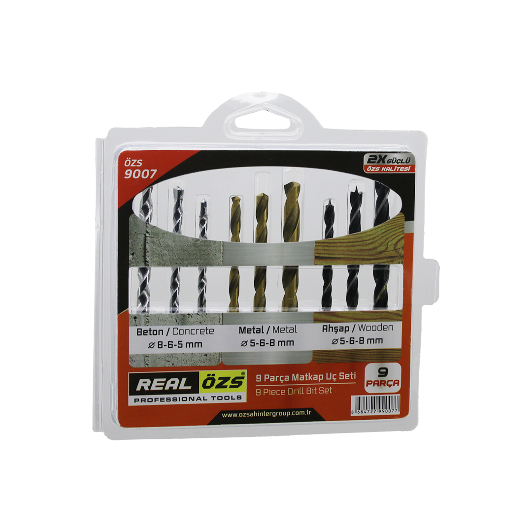 9 Parça Matkap Ucu Seti ? Beton/Metal/Ahşap (5/6/8 mm)