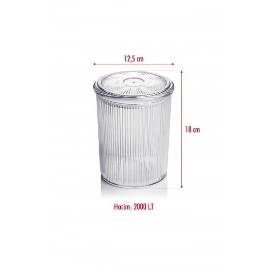 9'lu Barok Yuvarlak Büyük Kavanoz Seti & Saklama Kabı & Erzak Kabı (9*2000 ML)