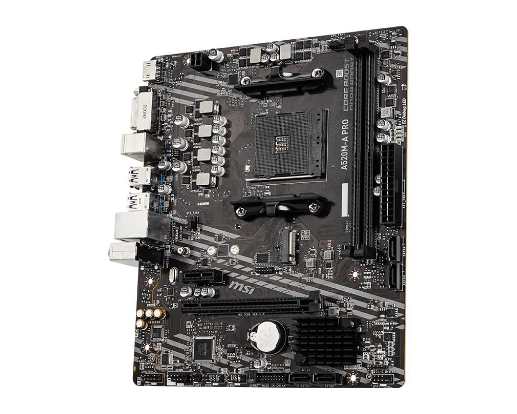 A520M-A PRO DDR4 4600MHZ 1XHDMI 1XDVI 1XM.2 USB 3.2 MATX AM4 ( AM4 5000/4000/3000 SERİLERİ İLE UYUMLU)