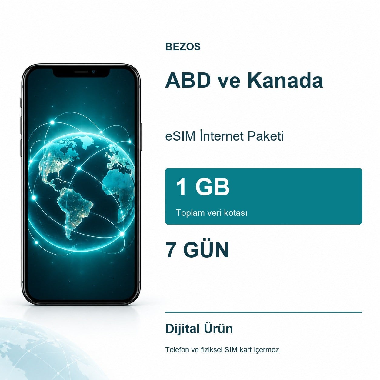 ABD ve Kanada eSIM İnternet Paketi 1 GB 7 Gün