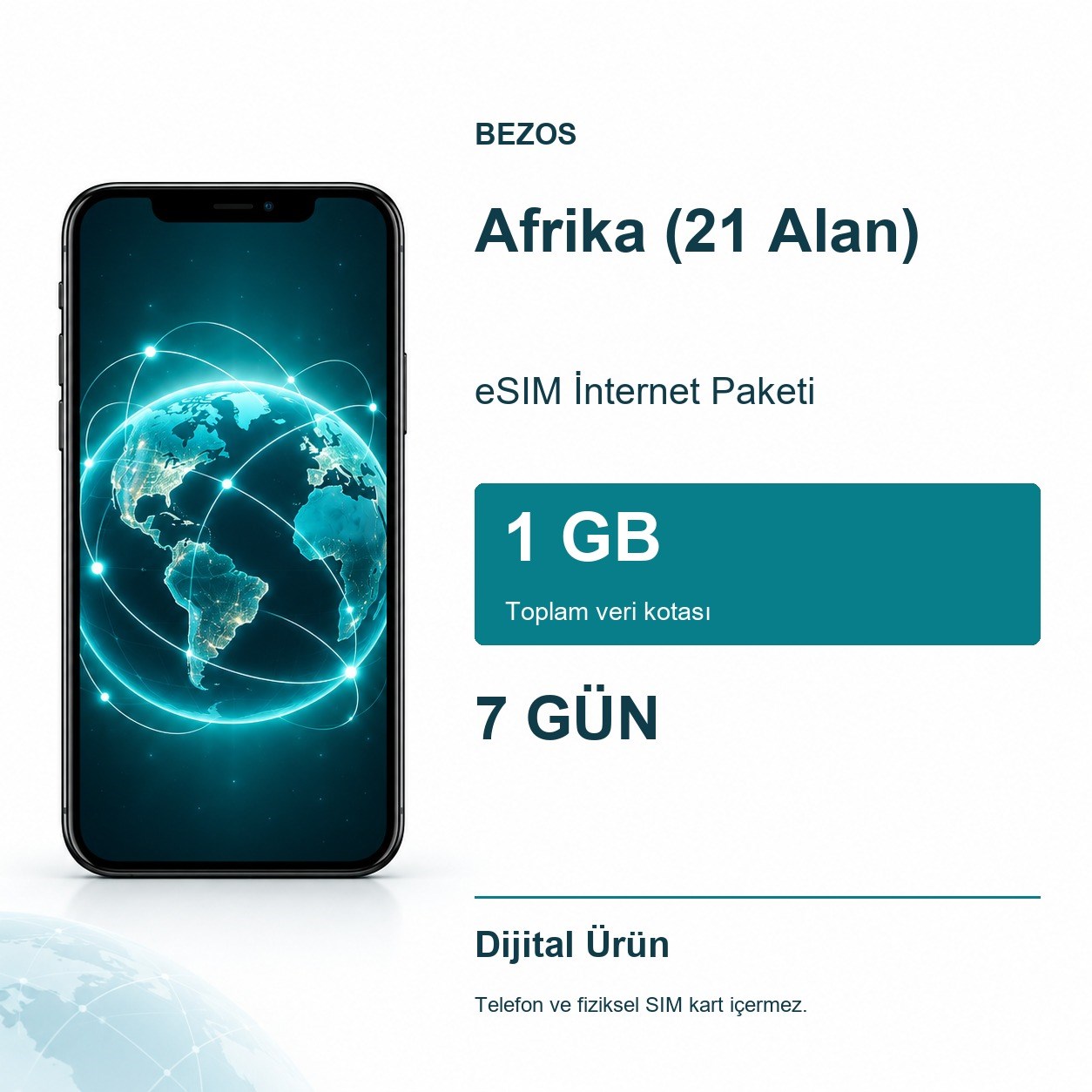 Afrika (21 Alan) eSIM İnternet Paketi 1 GB 7 Gün