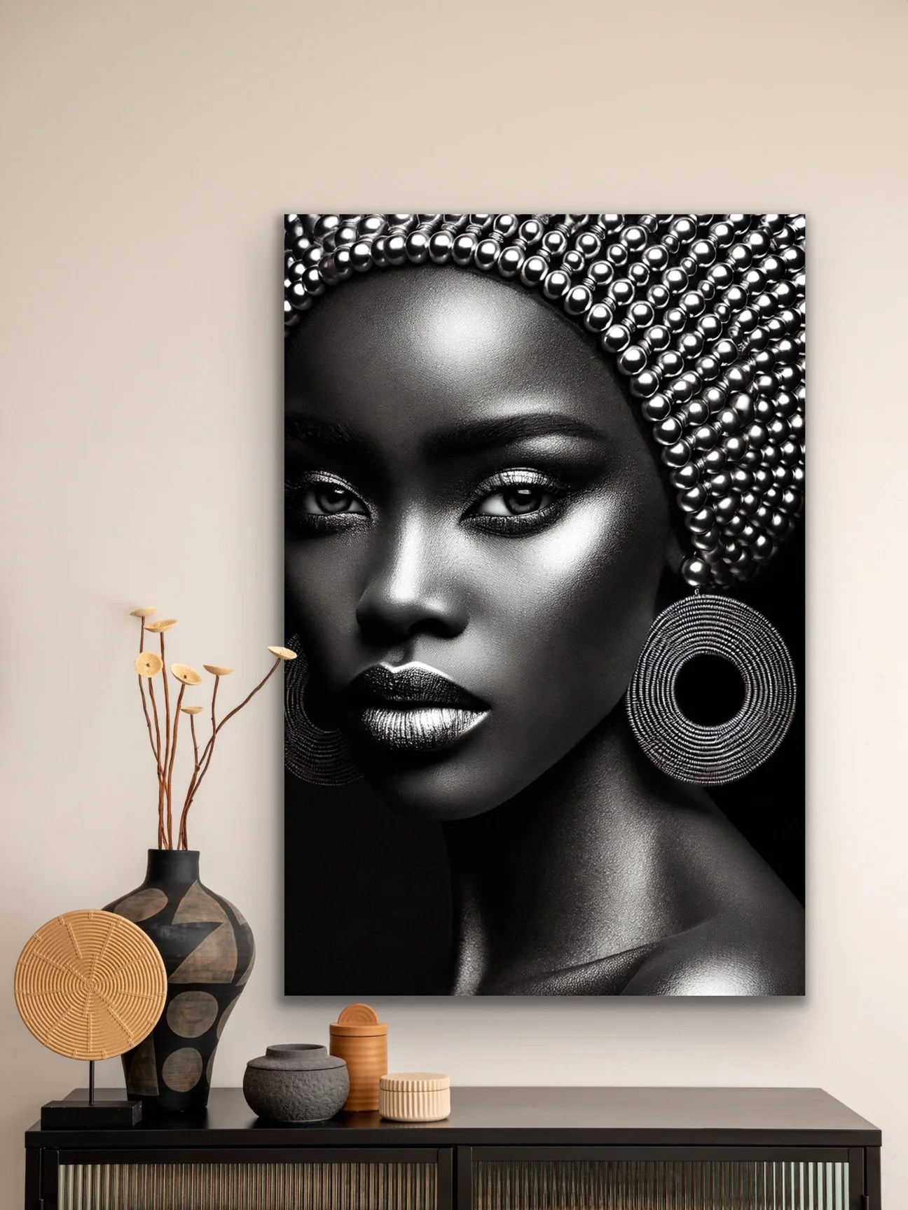 Afrikalı Siyahi Kadın Kanvas Tablo 70x100