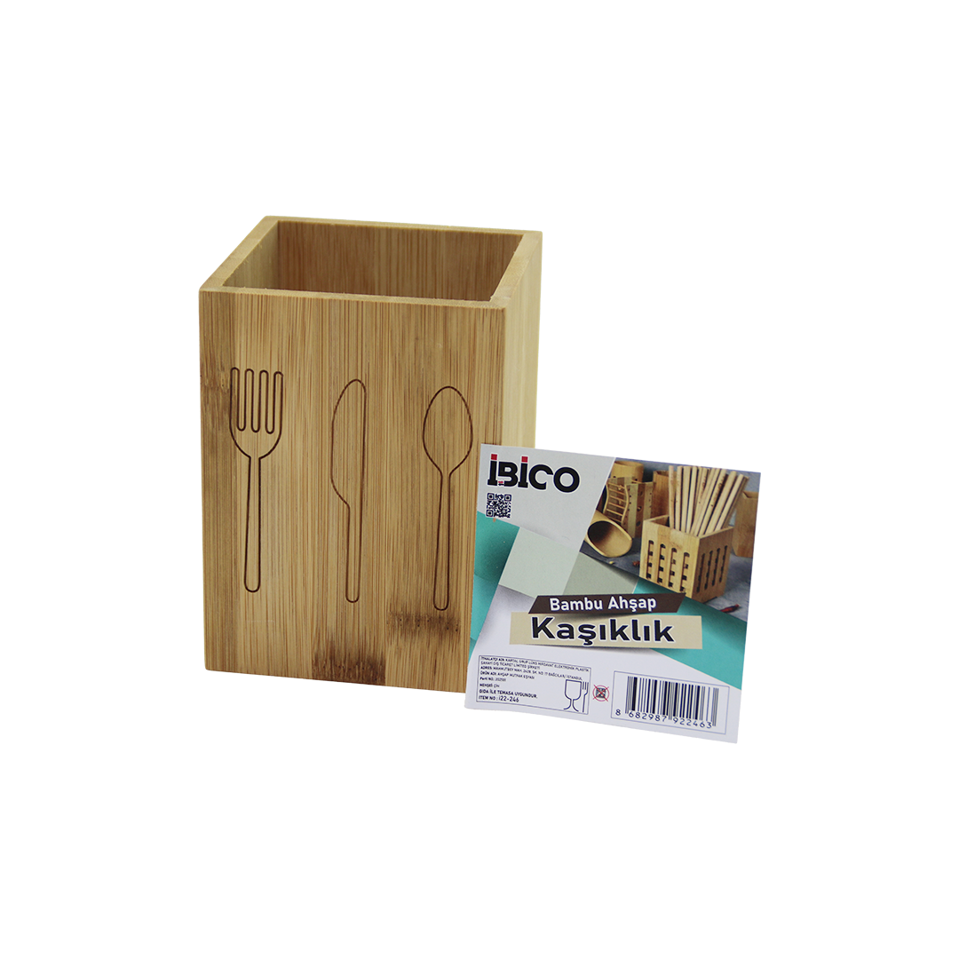Ahşap Bambu Kaşıklık Organizer 9x9 cm