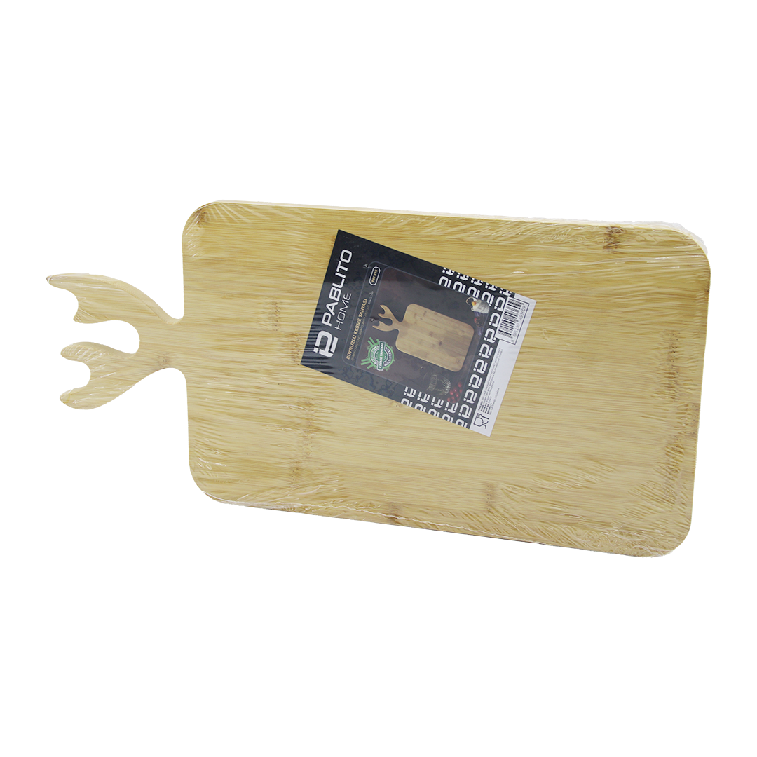 Ahşap Bambu Kesim Panosu 22x36 cm (Geyik Boynuz Saplı)