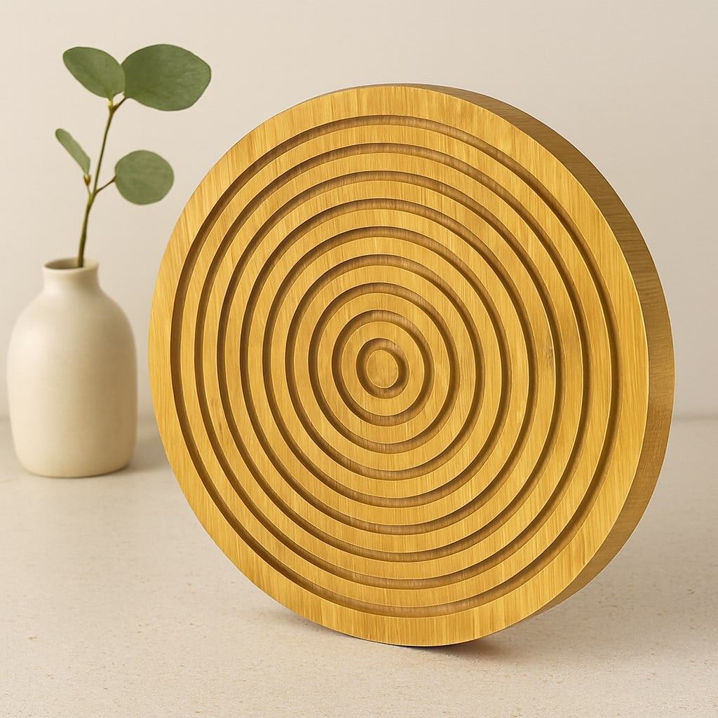 Ahşap Bambu Sunum Tepsisi 28 cm - Çift Taraflı