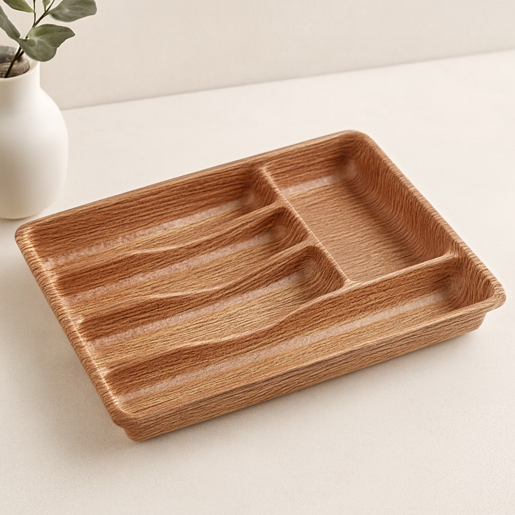 Ahşap Çekmece İçi Kaşıklık 36x29 cm - 5 Bölmeli
