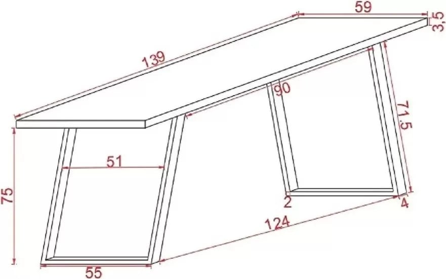 Ahşap Masif Ağaç Doğal Çalışma Masası Demir Iskelet Ofis Masası 60 x 140