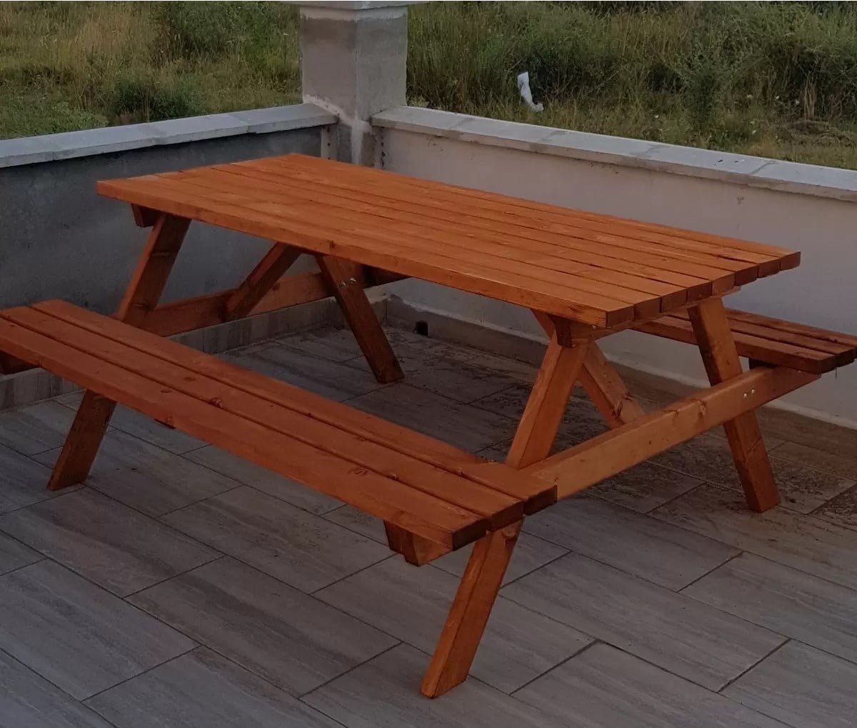 Ahşap Piknik Masası ? Ormancı Masası (6 Kişilik) | Teak Rengi