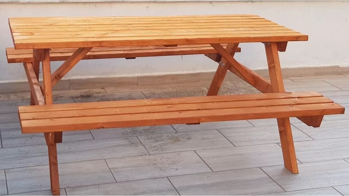 Ahşap Piknik Masası ? Ormancı Masası (6 Kişilik) | Teak Rengi
