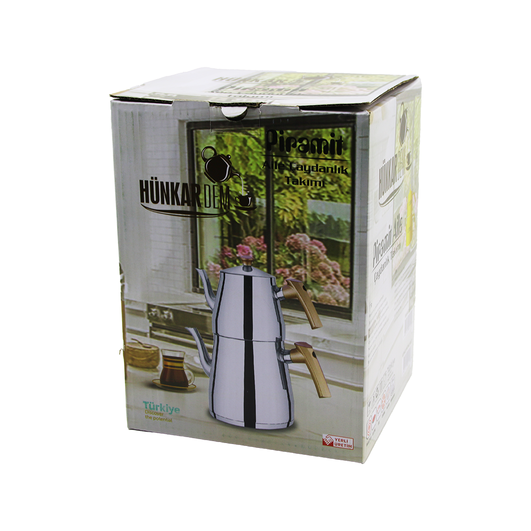 Aile Boy Çelik Çaydanlık Seti (1.5L + 2.75L) - Kendinden Süzgeçli