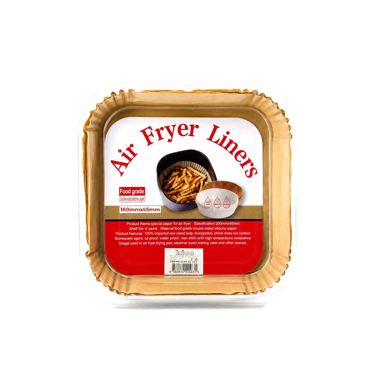 Air Fryer Kağıt Pişirme Kalıbı Kare 16x4.5 cm 50li