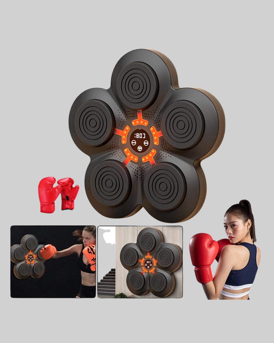 Akıllı Müzikli Boks Makinesi Bluetooth Bağlantılı Işıklı Hedefli Fitness Aleti