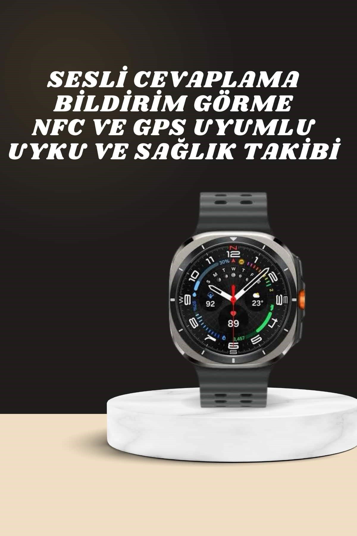 Akıllı Saat Amoled Ekran Bluetooth Bağlantılı Sağlık Takibi GPS Uyumlu