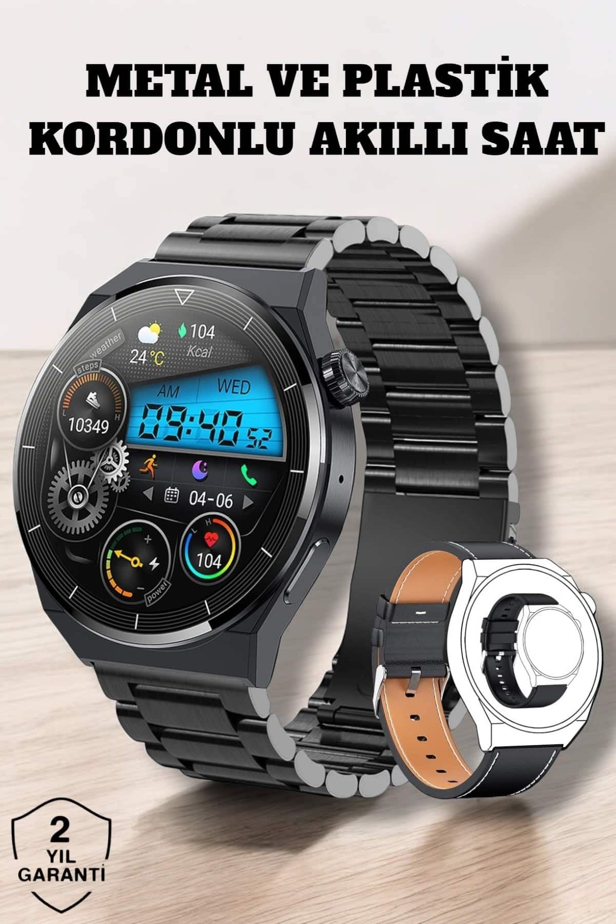 Akıllı Saat Sağlık ve Fitness Takibi Bluetooth Bağlantılı Dokunmatik Ekran
