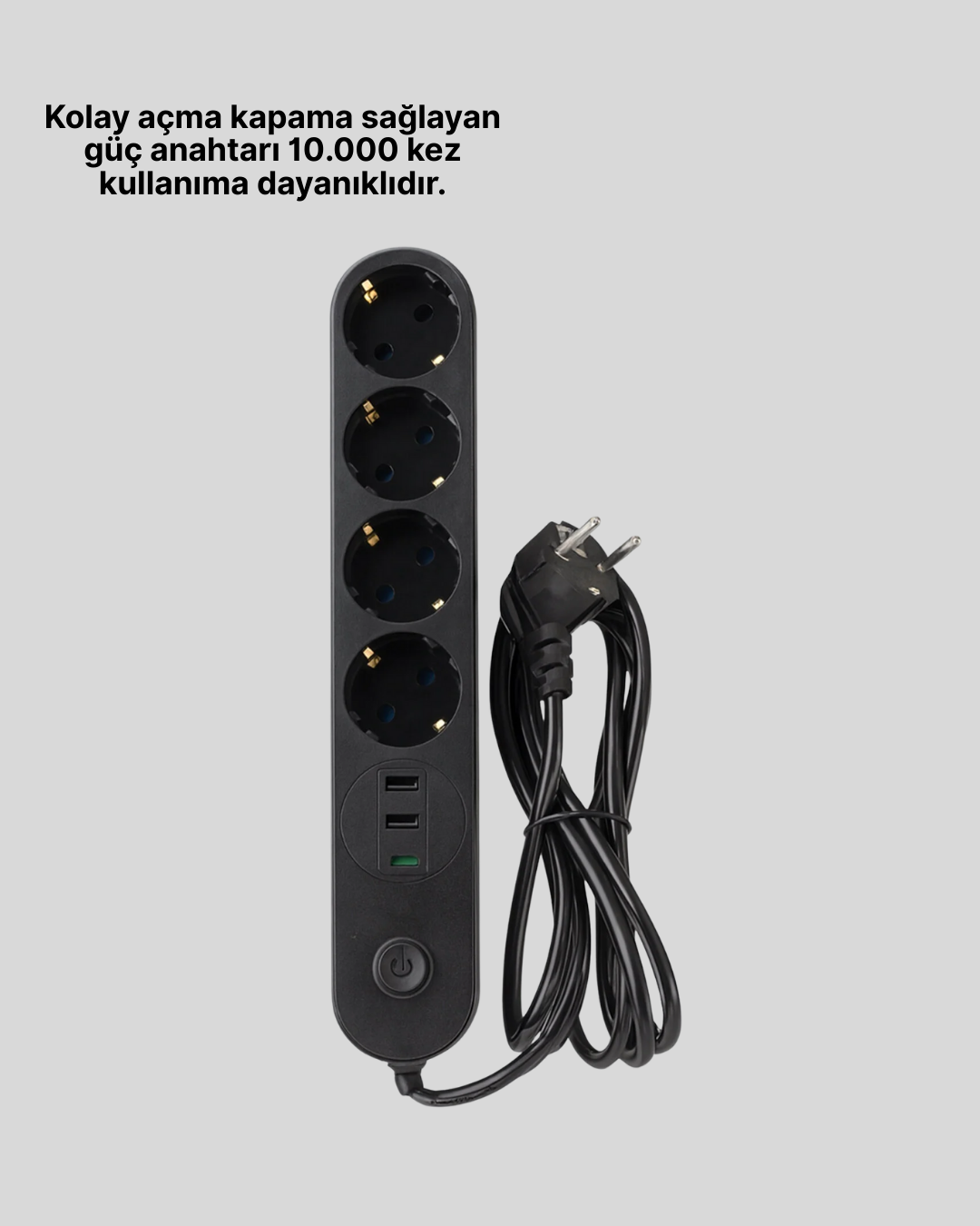 Akım Korumalı Çoklu Priz 4’lü 2 USB 1 Type-C 2500W Güçlü Tasarım