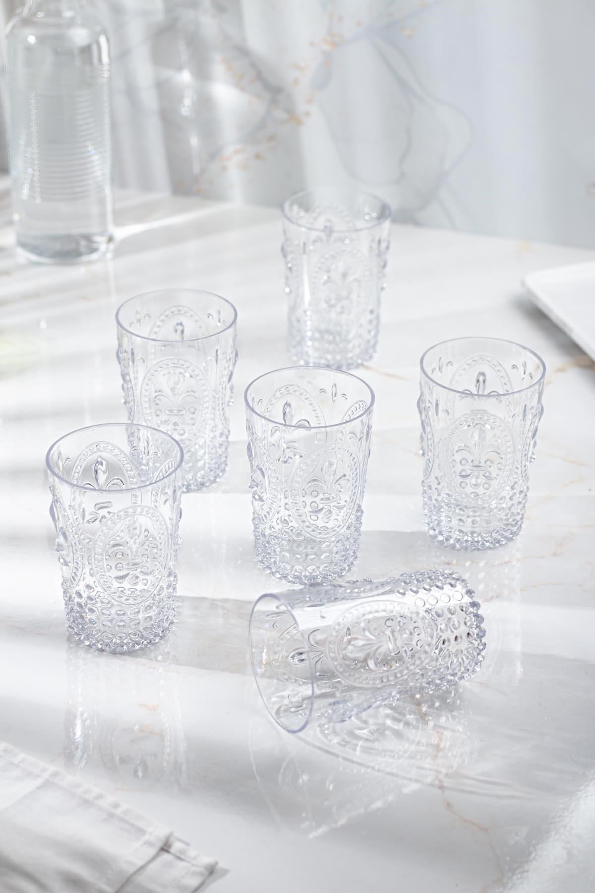 Akrilik Şeffaf 6'lı Kısa Bardak & Su Meşrubat Kahve Yanı Bardağı 400 ml ( Cam Değildir )