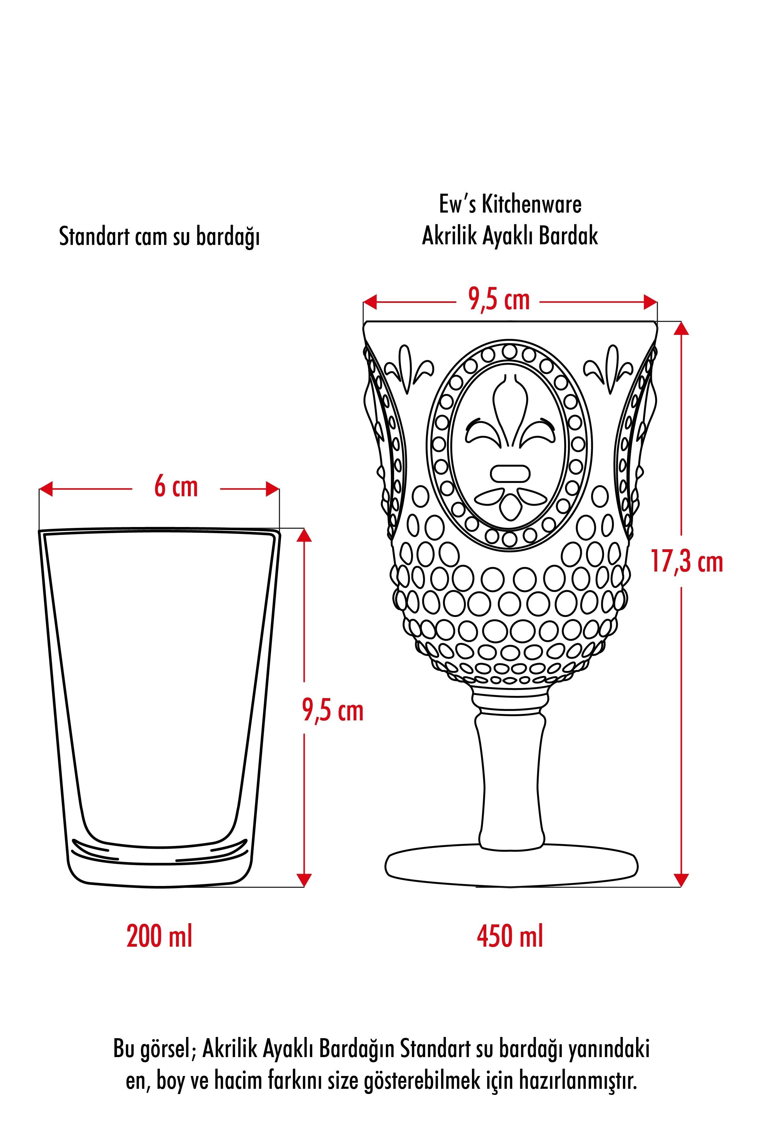 Akrilik Yeşil 6'lı Kadeh & Su Meşrubat Kahve Yanı Bardağı 450 ml ( Cam Değildir )