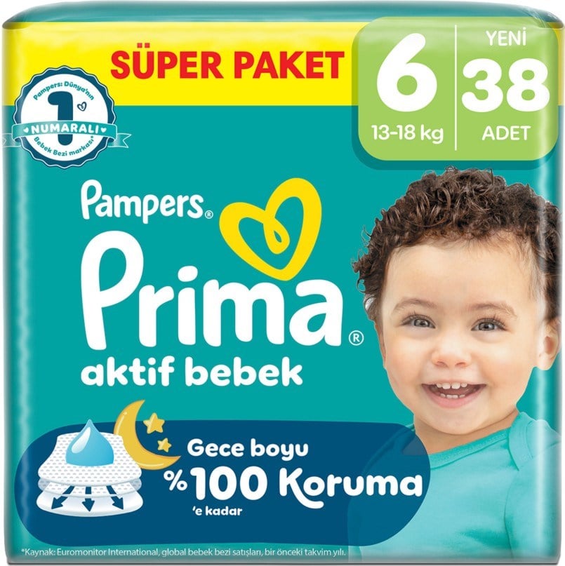 Aktif Bebek Süper Paket Bebek Bezi 6 Beden 38 Adet