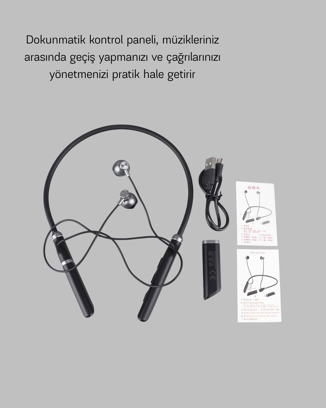 Aktif Gürültü Önlemeli Bluetooth Kulaklık – Dokunmatik Kontrol, Dahili Mikrofon, Yüksek Ses Kalitesi
