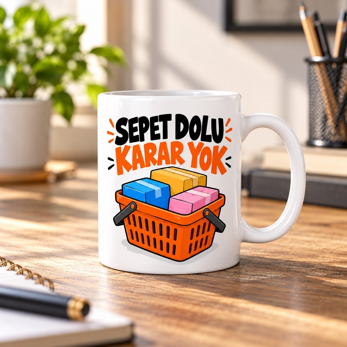 Alışveriş Mantığı Tasarımlı Porselen Kupa - MODEL 837
